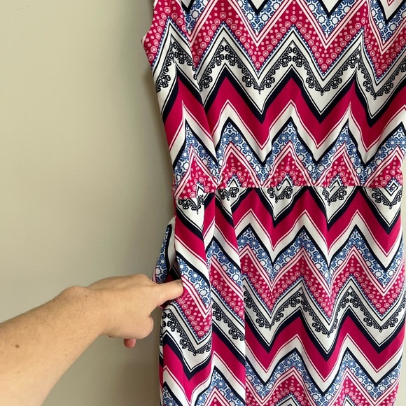 JUDE CONNALLY Darbie ZigZag Chevron Cap Sleeve Dress in Pink/Blue, size M - Picture 4 of 8
